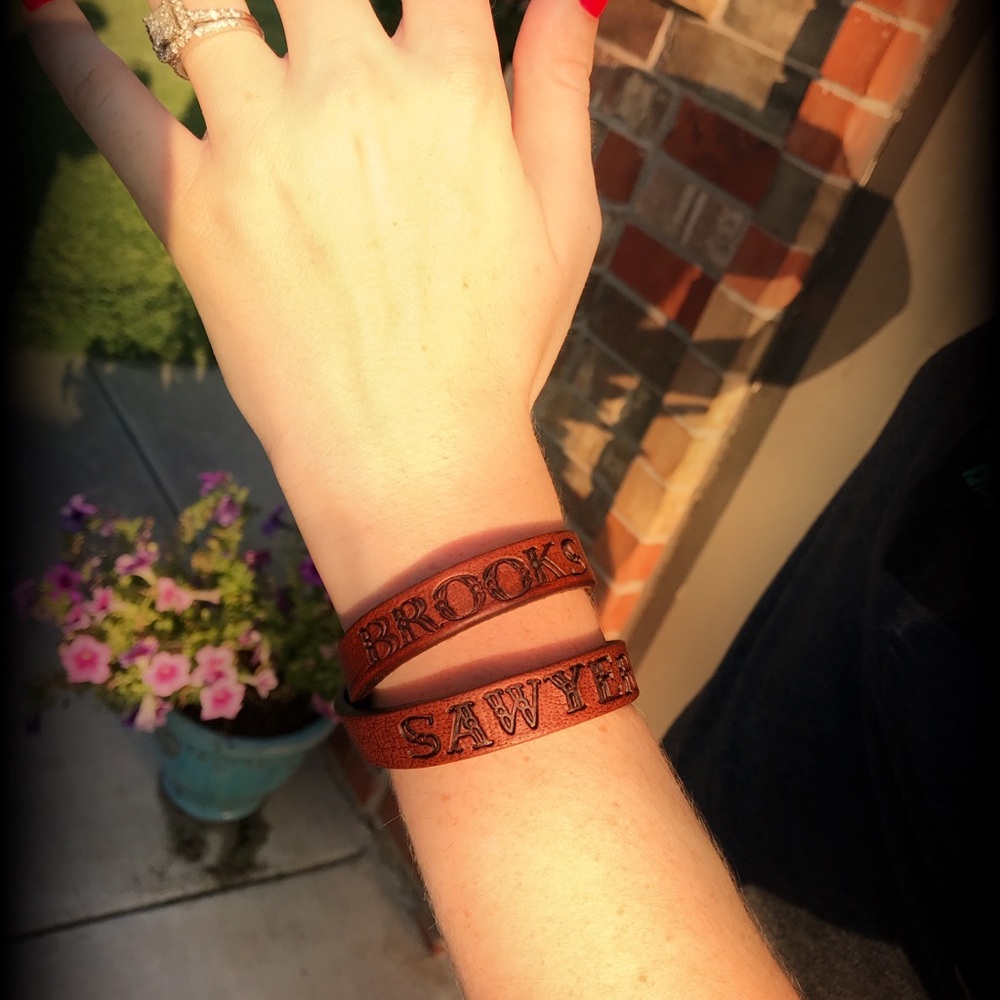 Custom leather wrap around bracelet.